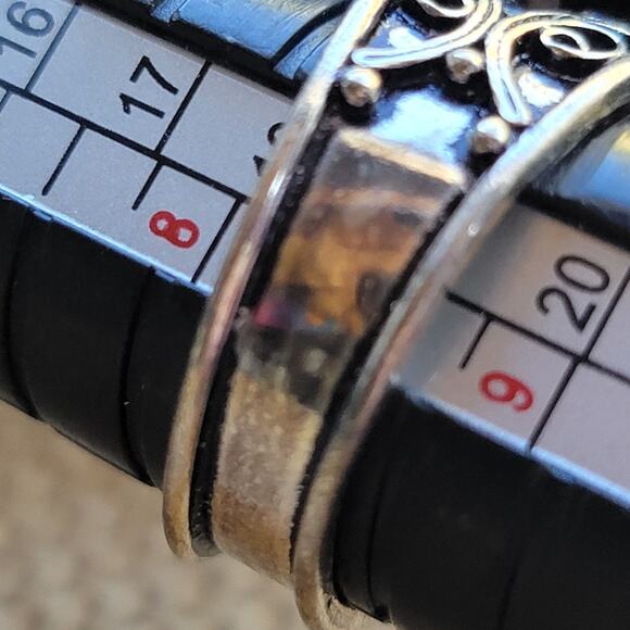 Sterling Silver Dendritic Agate Ring, Size 8.5, Artisan Boho Statement Jewelry - Picture 10 of 10